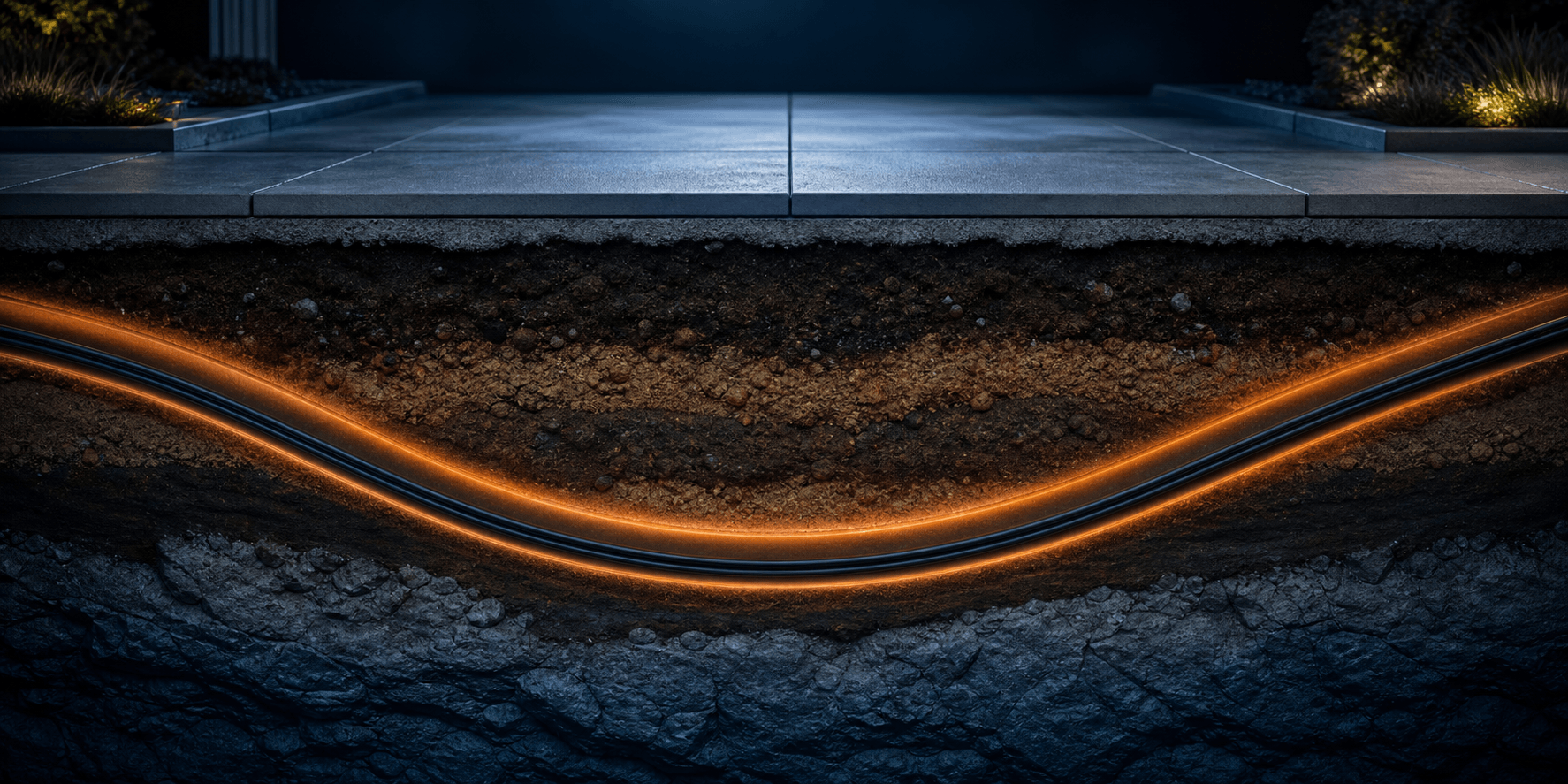 Directional bore path running beneath an intact finished surface